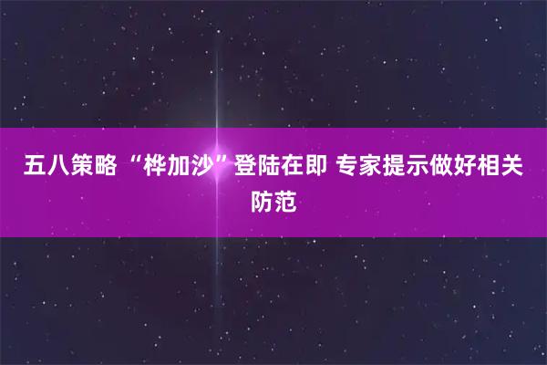 五八策略 “桦加沙”登陆在即 专家提示做好相关防范